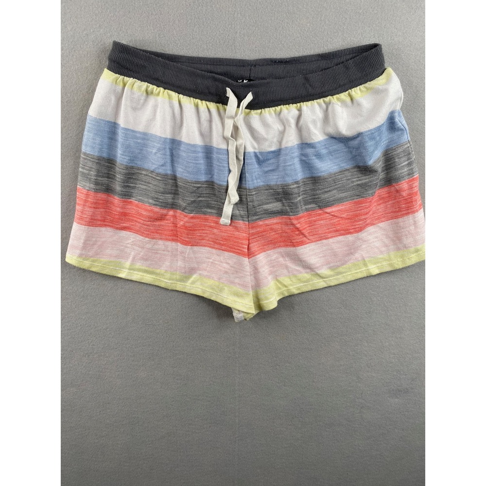 DKNY Womens Pajama Shorts Small Multi Color Striped Drawstring Lounge Sleepwear